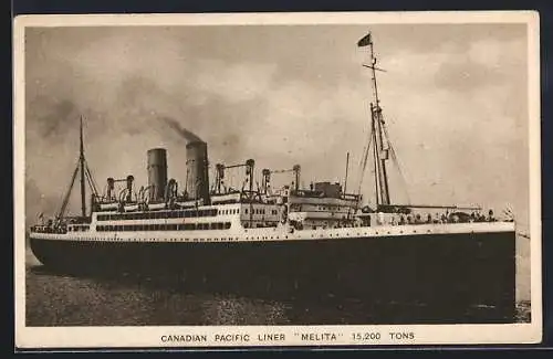 AK Canadian Pacific Liner Melita unter Volldampf, Passagierschiff