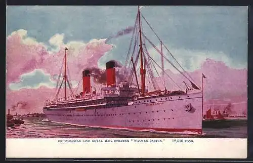 AK Union Castle Liner RMS Walmer Castle vor der Küste
