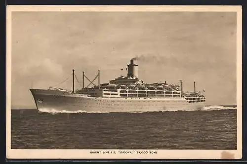AK Passagierschiff R.M.S. Orsova auf dem Meer, Orient Line