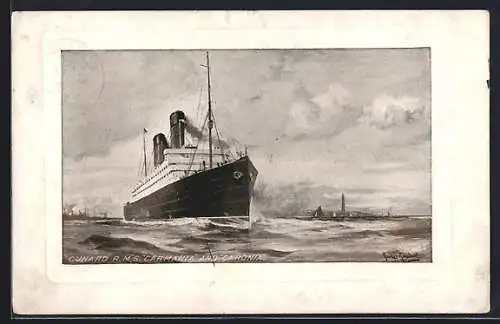 AK Passagierschiff R.M.S. Carmania in Küstennähe