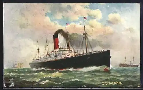 AK Passagierschiff S.S. Ivernia in Fahrt