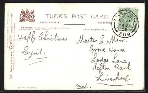 AK Passagierschiff S.S. Ivernia in Fahrt