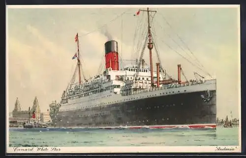 AK Passagierschiff Andania im Hafen, Cunard Wite Star Line