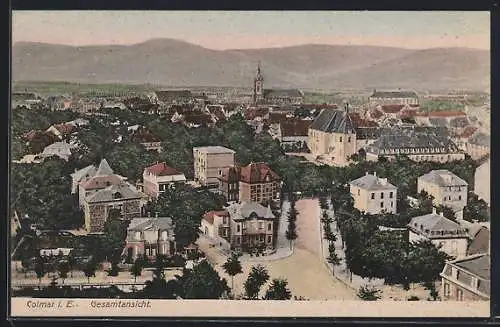 AK Colmar i. E., Gesamtansicht mit Strasse aus der Vogelschau
