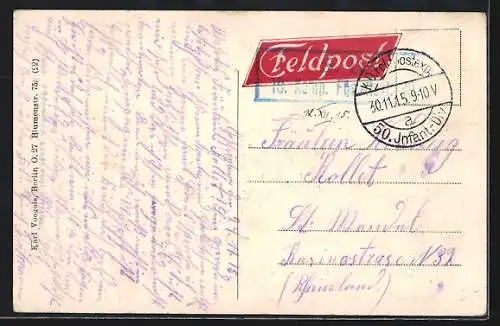 Künstler-AK Vernichtung der englichen Armee bei St. Quentin durch General v. Kluck