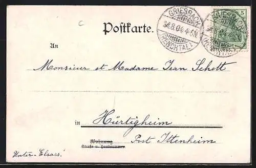 Lithographie Schwarzwälderin in Tracht beim Sticken