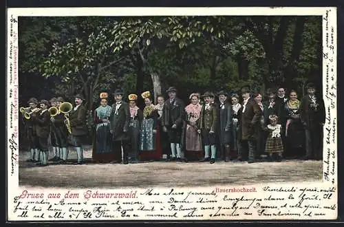 AK Rippoldsau /Schwarzwald, Bauernhochzeit mit Blasinstrumentenspielern, Schwarzwälder Tracht