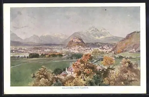 Künstler-AK Edward Theodore Compton: Salzburg, gesehen von Parsch aus