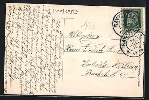 AK Bayreuth, Wagnertheater, Villa Wahnfried, Portrait Richard Wagner