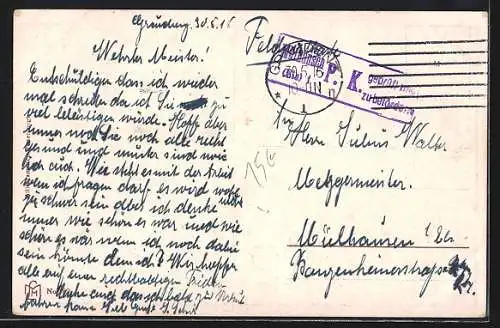 Künstler-AK Ulanen mit Pferden auf Vorposten, Völkerkrieg 1914-15