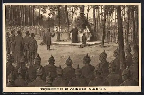 AK Feldgottesdienst an der Westfront am 18. Juni 1915