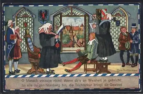 Künstler-AK Hans Boettcher: Der Nürnberger Trichter