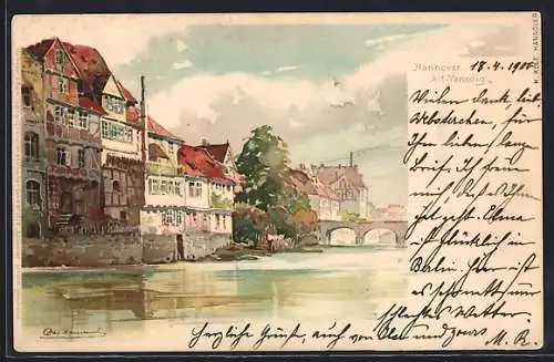 Künstler-Lithographie Otto Hammel: Hannover, Alt-Venedig