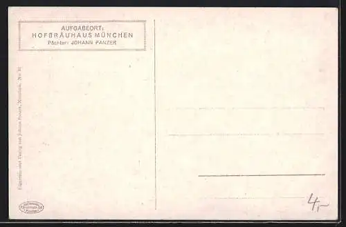 Künstler-AK Fritz Quidenus: Parterre-Bierhallen im Königlichen Hofbräuhaus zu München