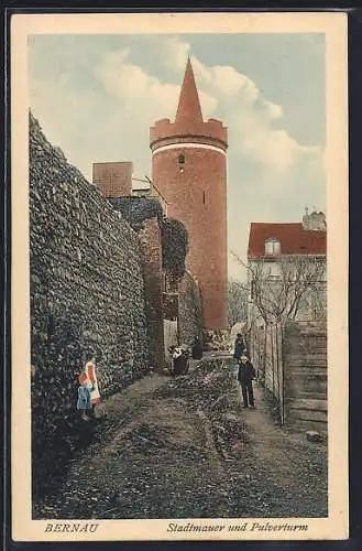 AK Bernau / Mark, Stadtmauer und Pulverturm