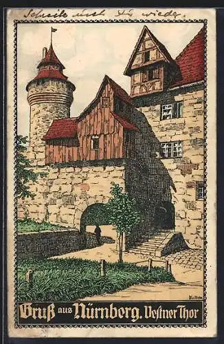 Künstler-AK Kallista: Nürnberg, Vestner Thor