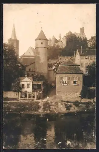 AK Wertheim a. M., Altes Tor und Turm am Wasser