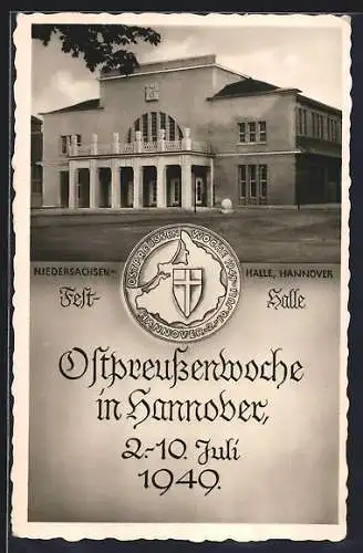 AK Hannover, Ostpreussenwoche 1949, Partie vor der Festhalle