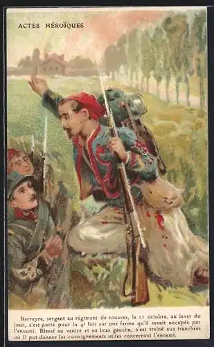 AK Verletzter französischer Infanterist warnt seine Kameraden