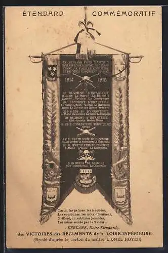 AK Étendard Commémoratif des Victoires des Régiments de la Loire-Inférieure