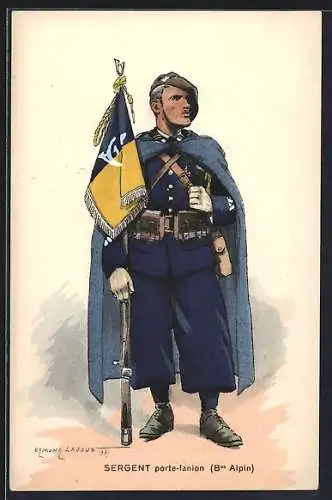 Künstler-AK Sergent porte-fanion