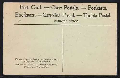 AK Front italien, Soldats francais à l`entrée d`un abri