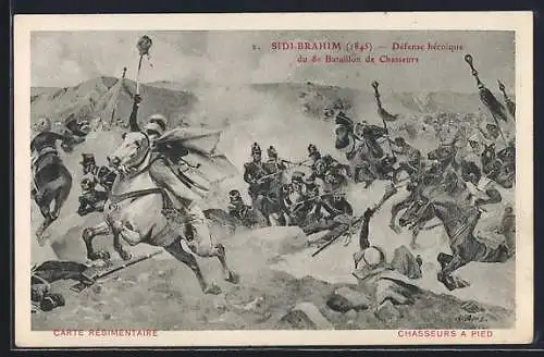 Künstler-AK Sidi-Brahim, Défense héroique du 8. Bataillon de Chasseurs