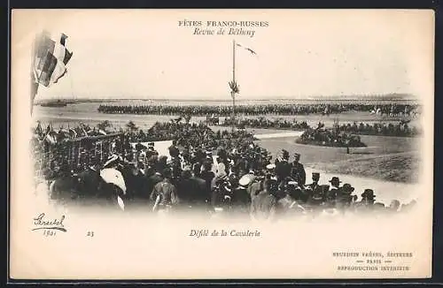 AK Fêtes Franco-Russes, Revue de Bétheny, Défilé de la Cavalerie