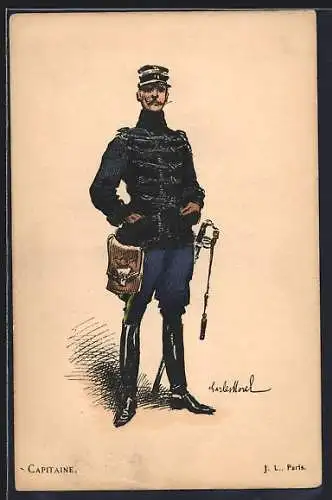Künstler-AK Capitaine, Französischer Soldat in Uniform
