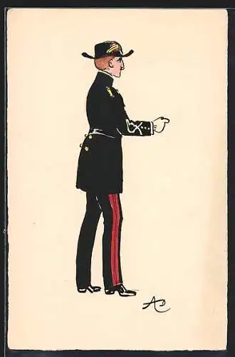 Künstler-AK Uniformierter französischer Soldat