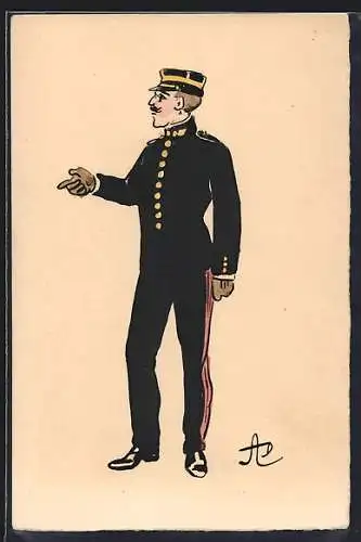 Künstler-AK Französischer Soldat in Uniform