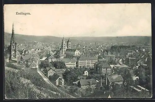 AK Esslingen / Neckar, Ortsansicht vom Berg aus