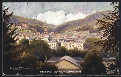 Künstler-AK Charles F. Flower: Baden-Baden, Blick von der Villa Marienhöhe