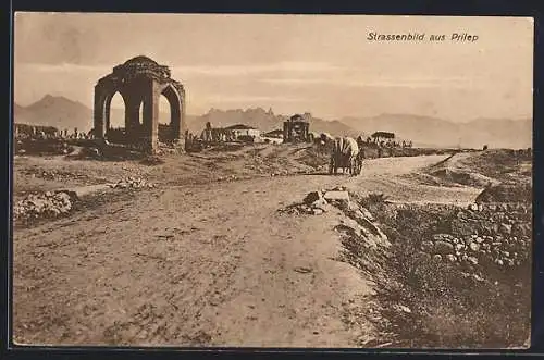 AK Prilep, Pferdewagen auf der Strasse