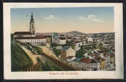 AK Belgrad, Blick über die Dächer mit Avalaberg