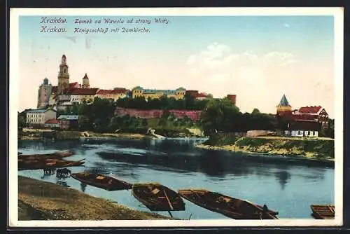 AK Krakau-Krakow, Zamek na Wawelu od strony Wisty, Königsschloss mit Domkirche
