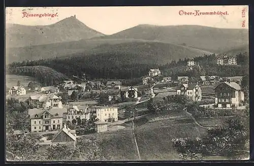 AK Ober-Krummhübel, Teilansicht der Ortschaft