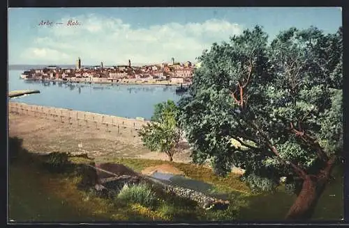 AK Arbe, Ortsansicht übers Wasser