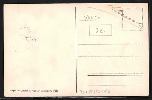 AK Cattaro, Ortsansicht vom Wasser aus der Vogelschau