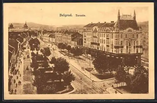 AK Belgrad, Terasia, Ortsansicht aus der Vogelschau