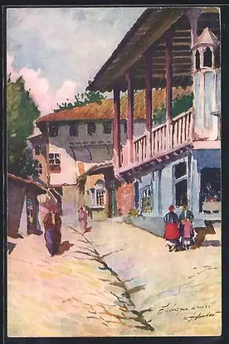 Künstler-AK Salonique, Ancienne Tekke rue Ignatia
