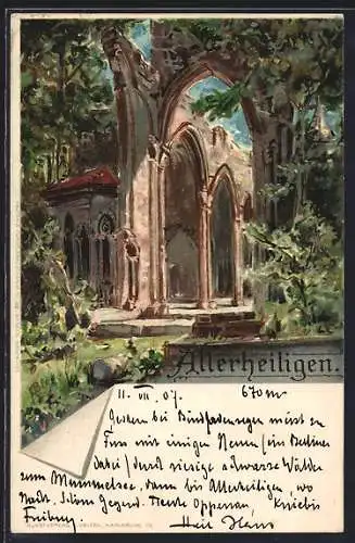 Künstler-AK Carl Biese: Allerheiligen, Kirchenruine mit Natur