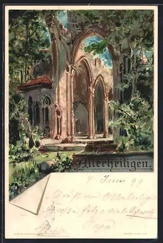Künstler-AK Carl Biese: Allerheiligen, Kirchenruine mit Natur