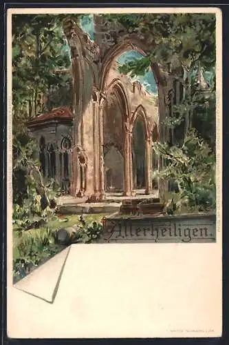 Künstler-AK Carl Biese: Allerheiligen, Kirchenruine mit Natur
