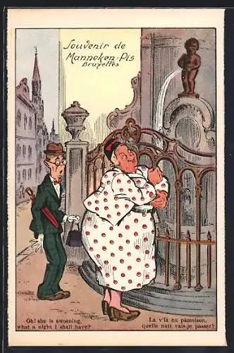 Künstler-AK Bruxelles, Manneken-Pis, Toilettenhumor