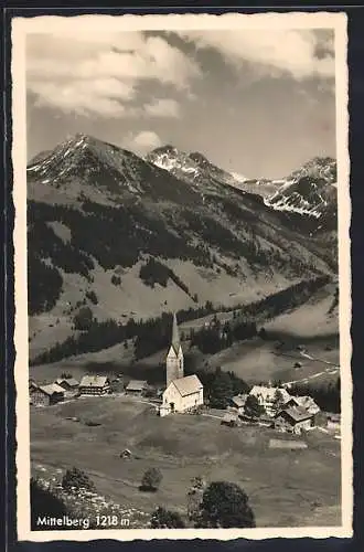 AK Mittelberg, Ortsansicht mit Hammerspitze & Fiderepass