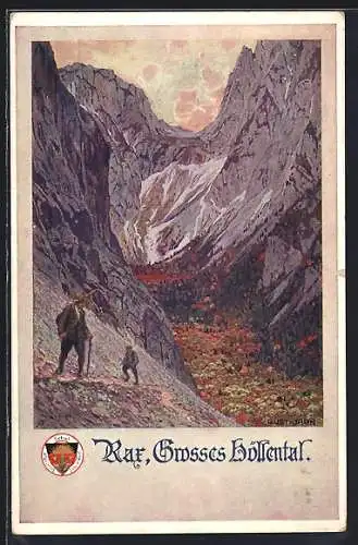 AK Deutscher Schulverein NR 525: Rax, Grosses Höllental, Bergsteiger