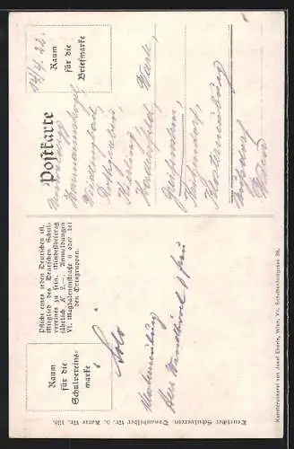 Künstler-AK Greifenstein, Burgruine an einem milden Herbstabend, Deutscher Schulverein