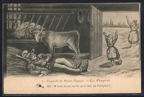 Künstler-AK Legende de Saint-Saulge, Le Pompier