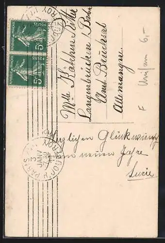 AK Französischer Soldat in Uniform, Bonne Année